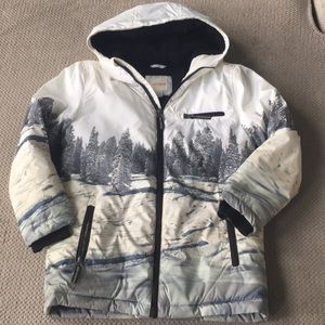 Winter scene boys ski jacket: winter coat
